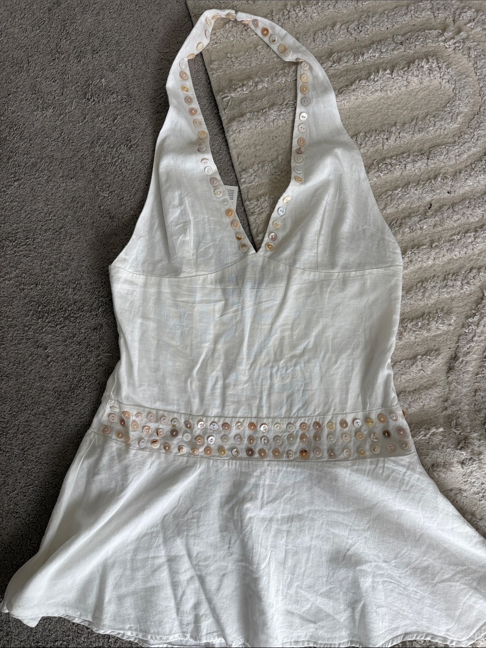 Bershka White Halter top with Shell Button Trim